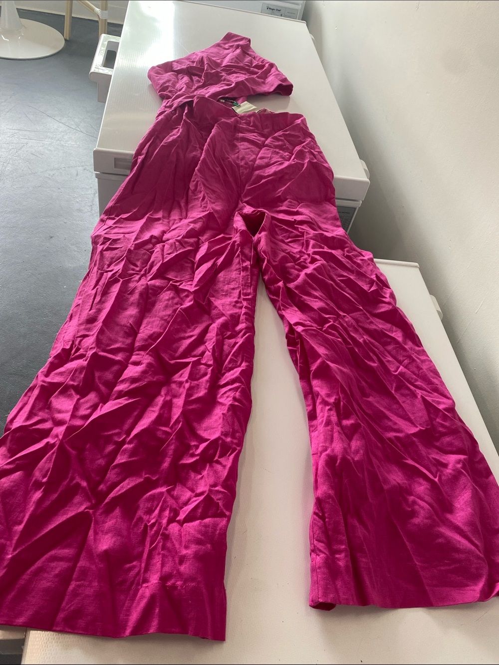Wide-Leg Jumpsuit in Fuchsia Pink. Farm Rio brand. NWT. Size medium.